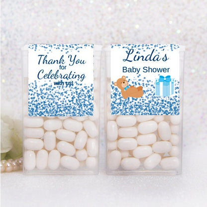 Personalized Baby Boy Shower Labels for Tic Tac Boxes, Stickers Custom Boy Party Favors