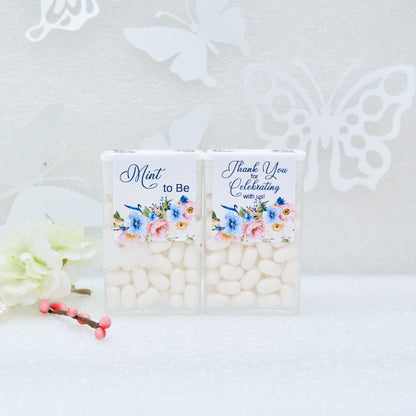 Floral Tic Tac Favor Labels: Pink & Blue, Mint to Be (Kit006)