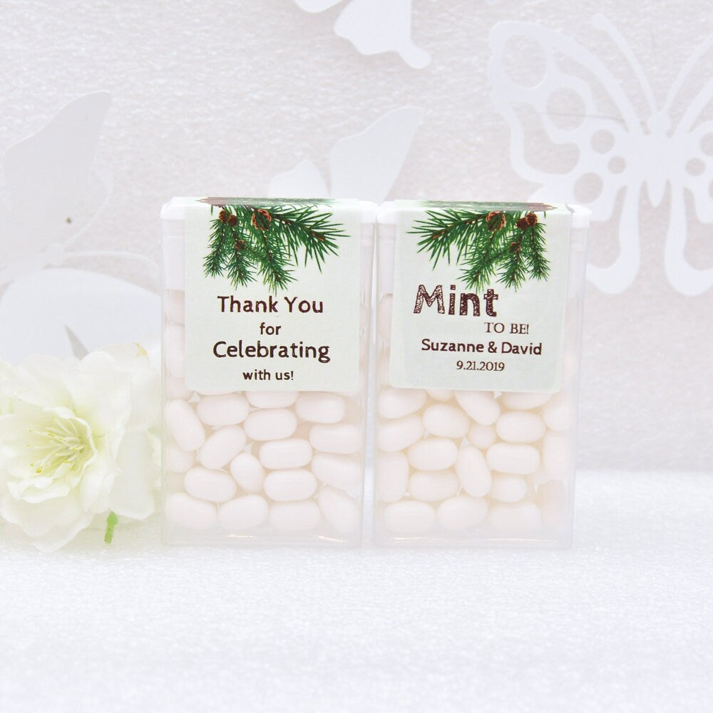 Pine Forest Tic Tac Labels, Bridal Shower Tic Tac Stickers, Mint to Be Favor Labels, Woodland Wedding, Forest Wedding Labels