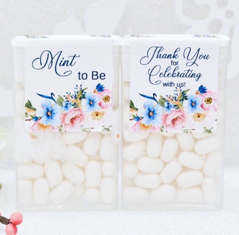 Floral Tic Tac Favor Labels: Pink & Blue, Mint to Be (Kit006)