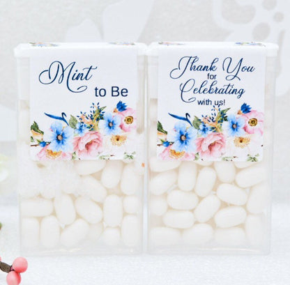 Floral Tic Tac Favor Labels: Pink & Blue, Mint to Be (Kit006)