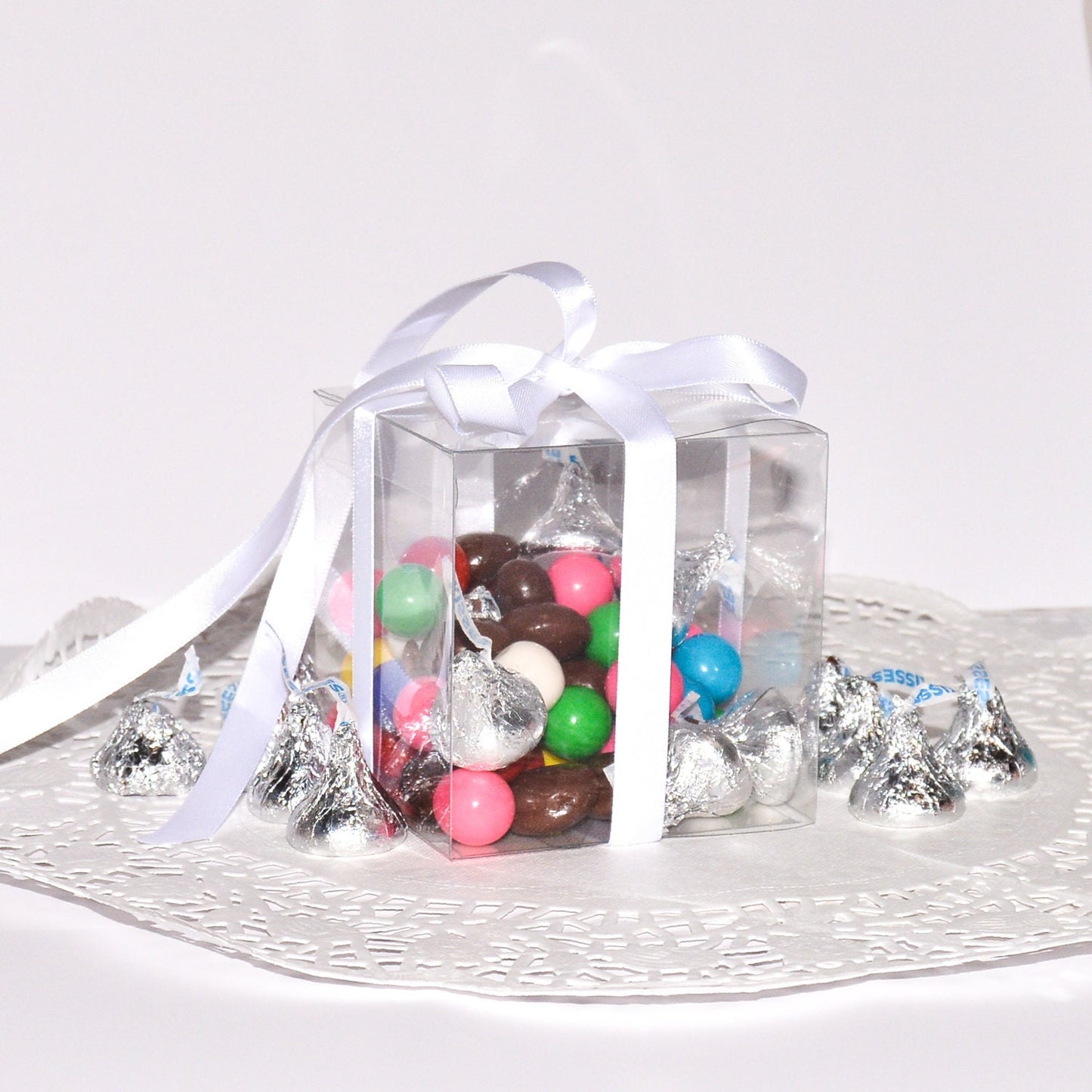 Transparent 3 inch party favor boxes, set of 24