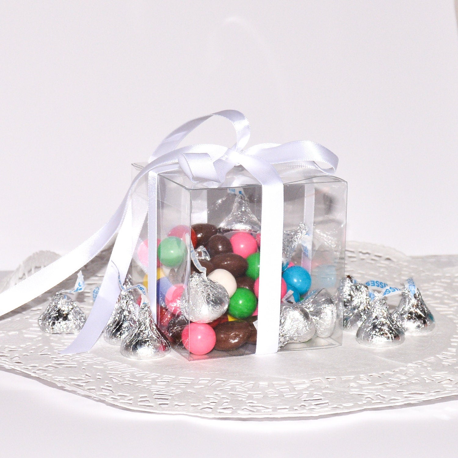 Transparent 3 inch party favor boxes, set of 24