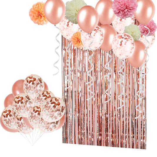 Kit Rose Gold Balloons Foil Curtain Bachelorette Party Confetti Birthday Baby Shower Photo Booth Backdrop