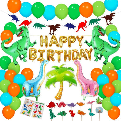 Dinosaur Party Decor Kit, Three Rex Backdrop Balloons, Dino Theme Garland, Jumbo Dino Balloons, Kids Dinosaur Party