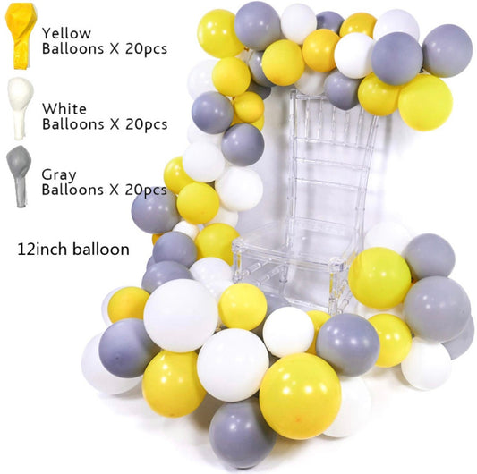 Yellow Garland Baby Shower Grey White Balloon Birthday Kit