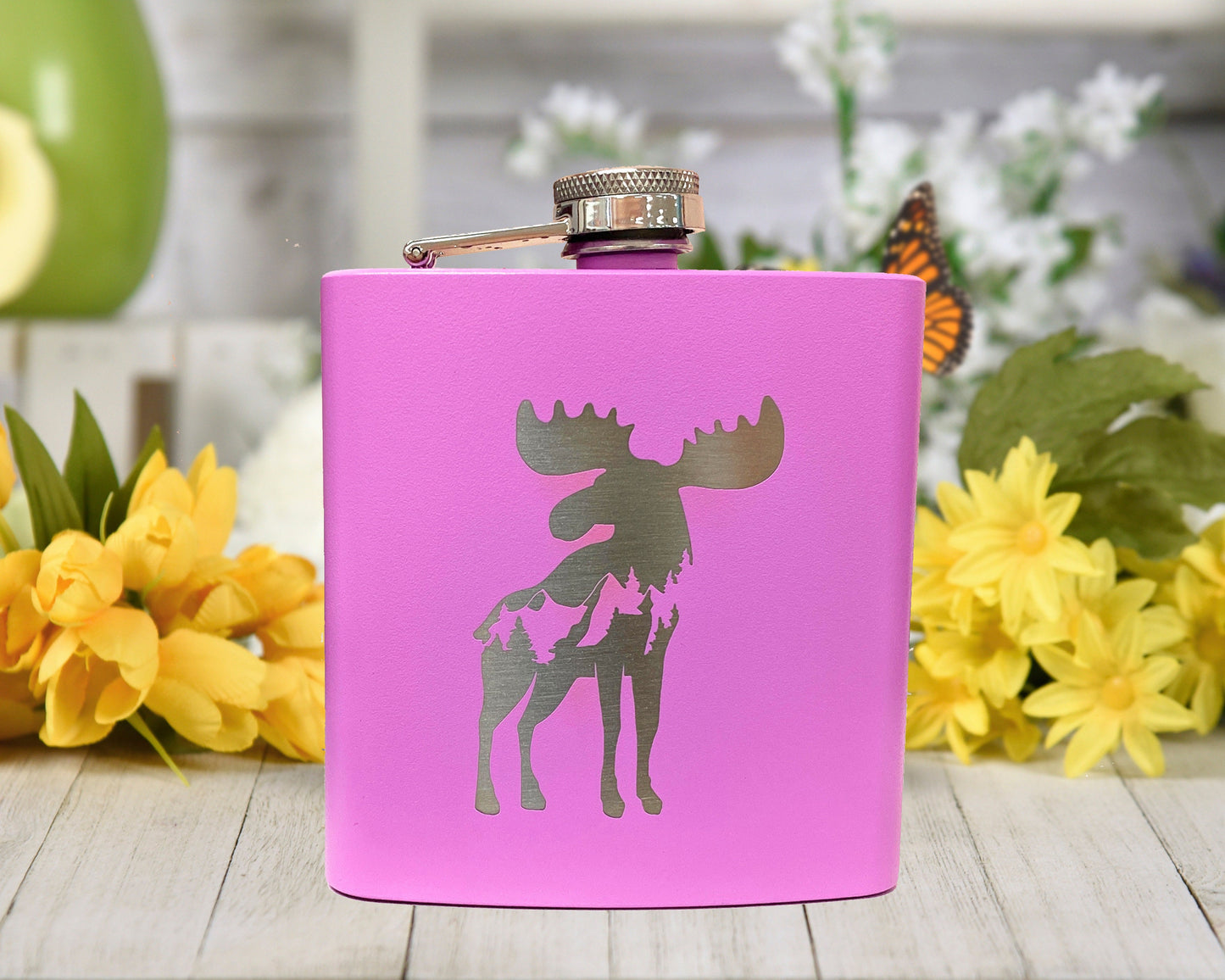 Moose Mountain Pink Flask Gift Whiskey Drinking