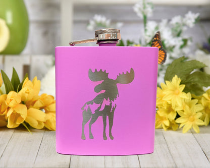 Moose Mountain Pink Flask Gift Whiskey Drinking