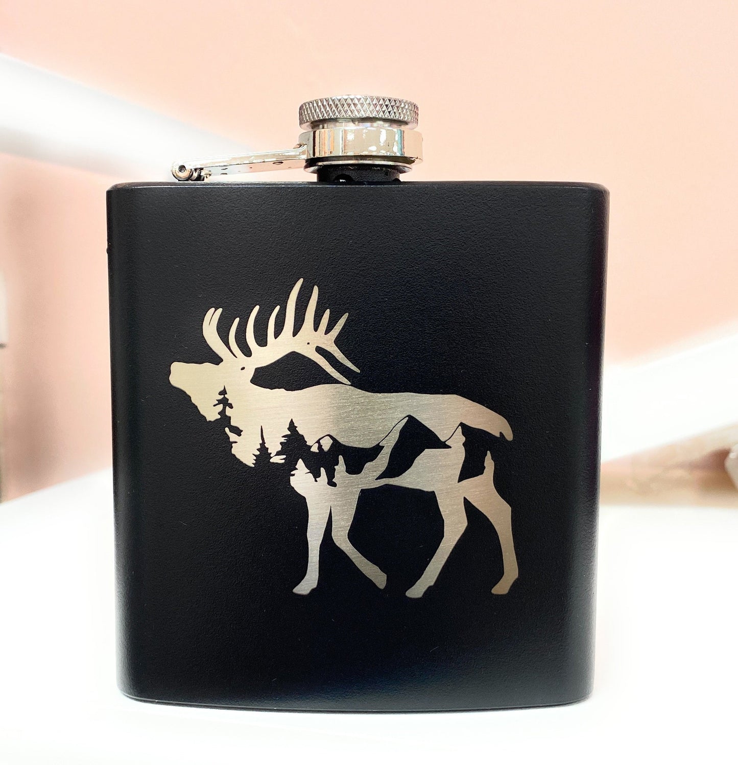 Moose Mountain Pink Flask Gift Whiskey Drinking