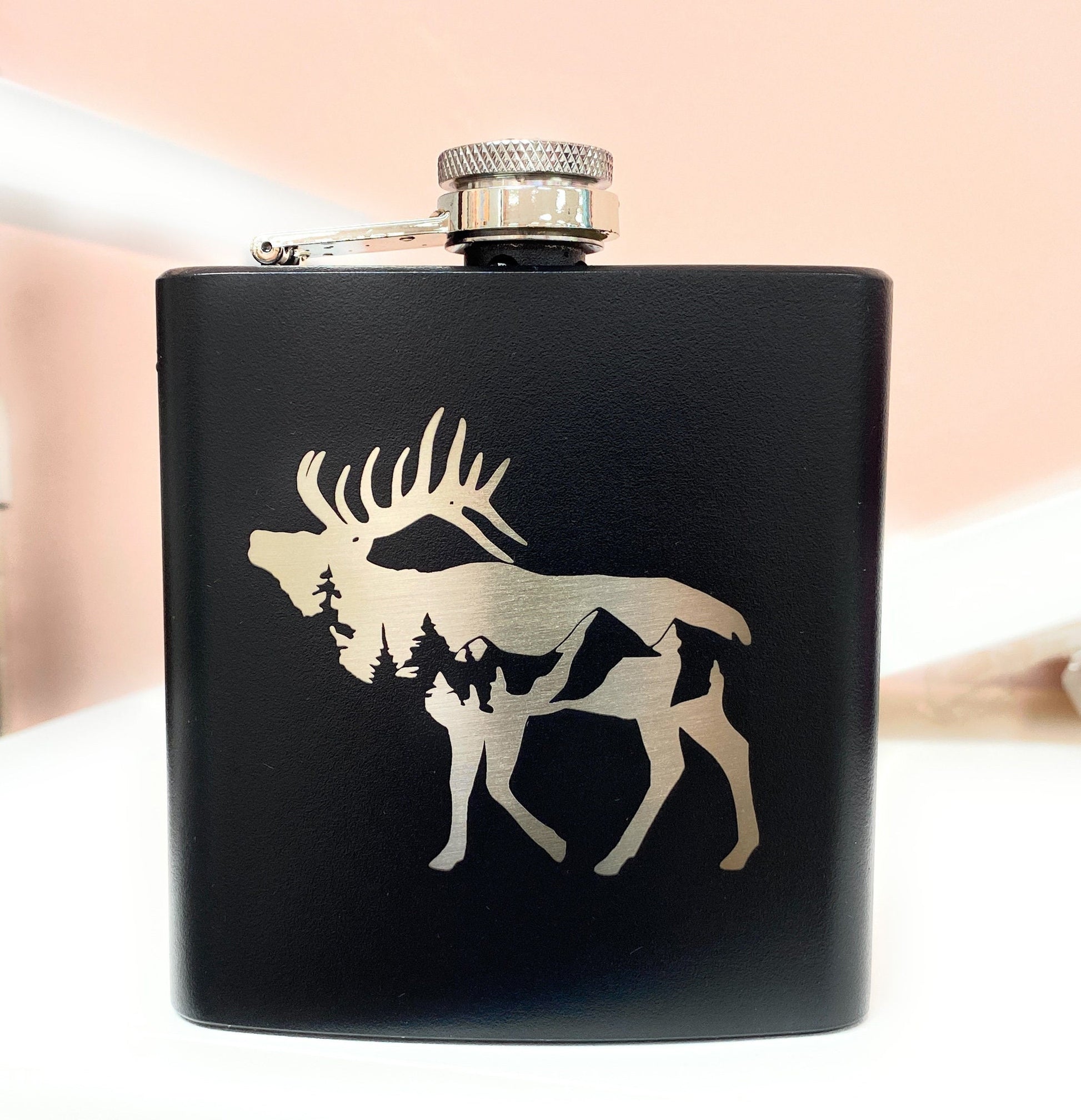 Moose Mountain Pink Flask Gift Whiskey Drinking