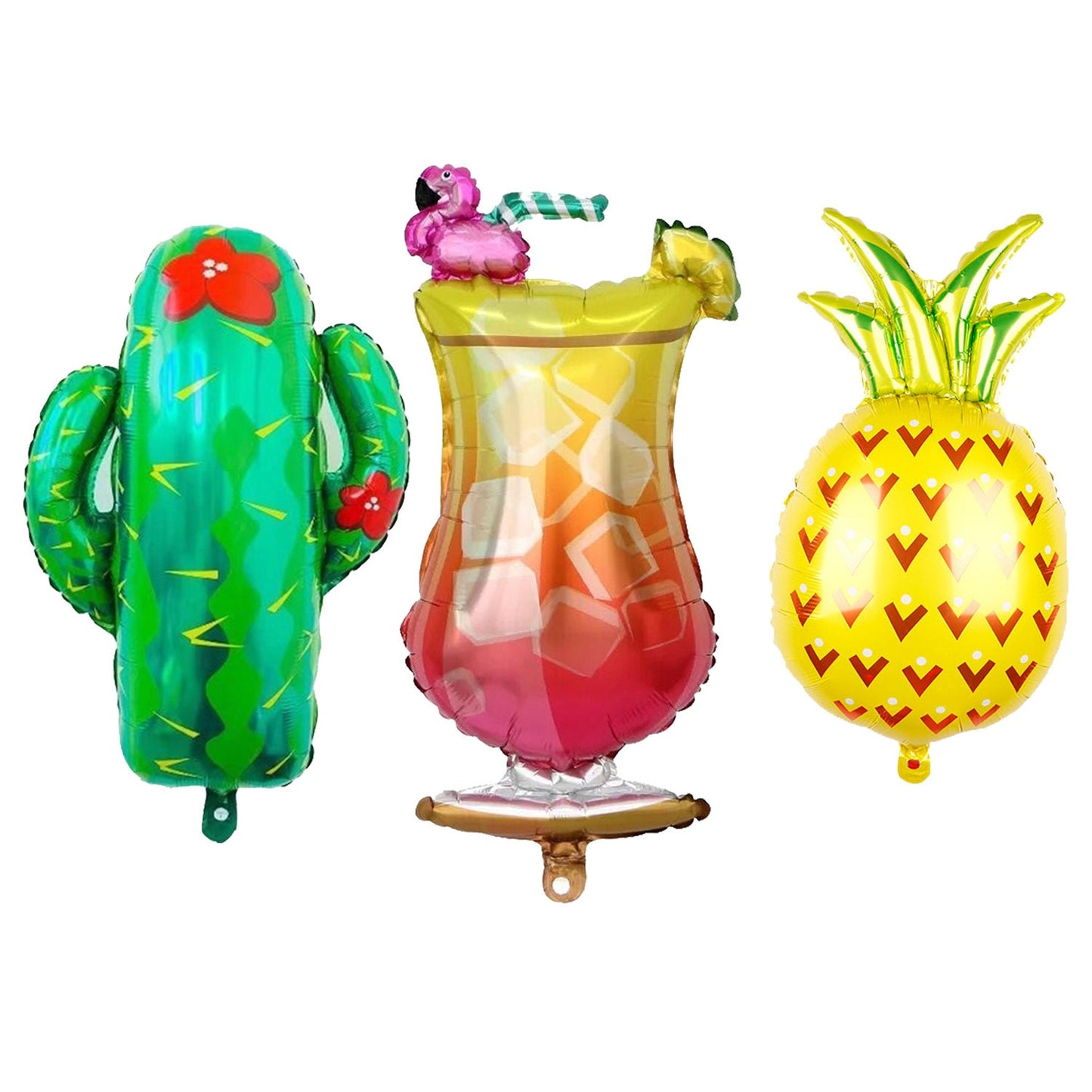 Flamingo Wine Glass Cactus Pineapple Balloon, Hawaiian Party Balloons