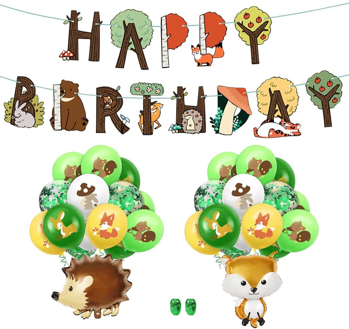 Woodland Birthday Banner Balloons Animals Decorations, Wild One Birthday, Forest Party Decoration