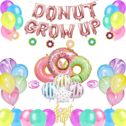 Donut Grow Up Party Balloons Set Donut Birthday Baby Shower Kit