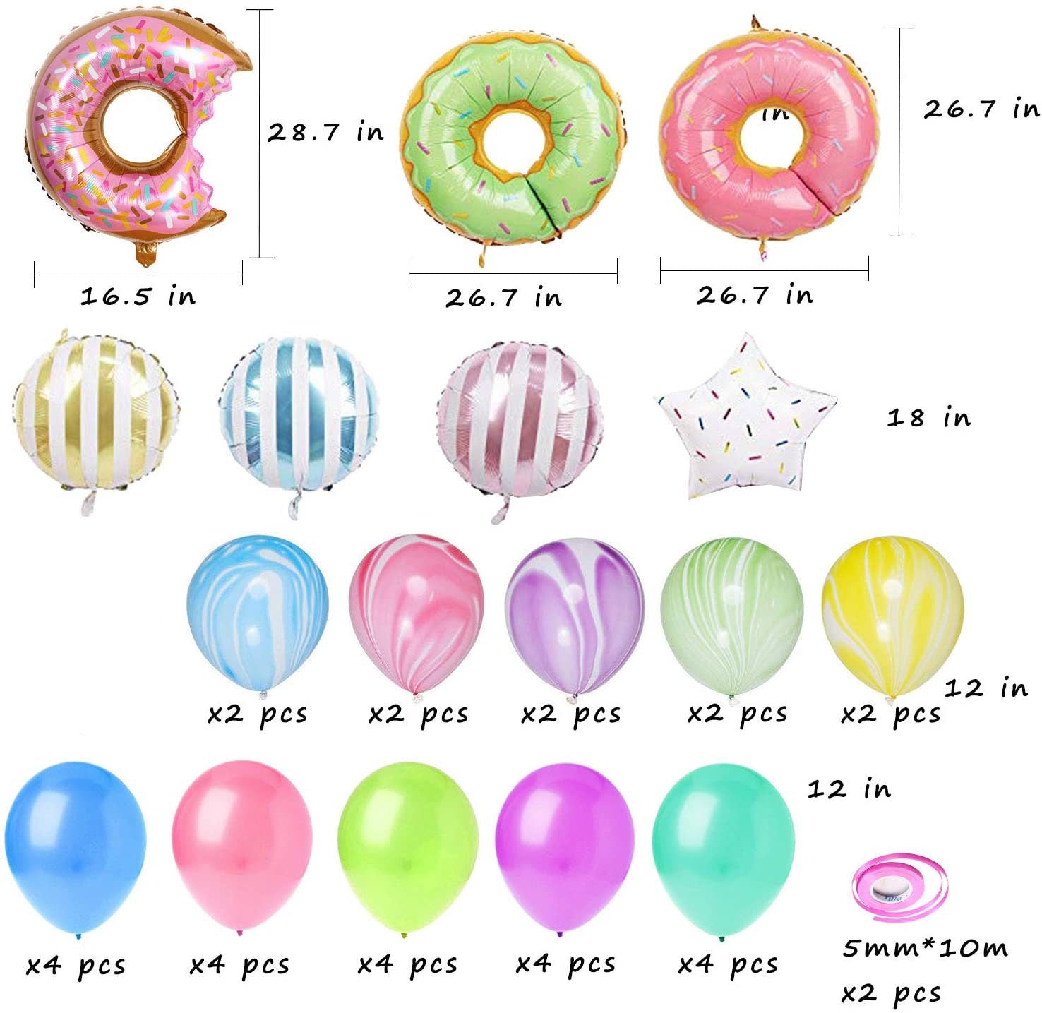 Donut Grow Up Party Balloons Set Donut Birthday Baby Shower Kit