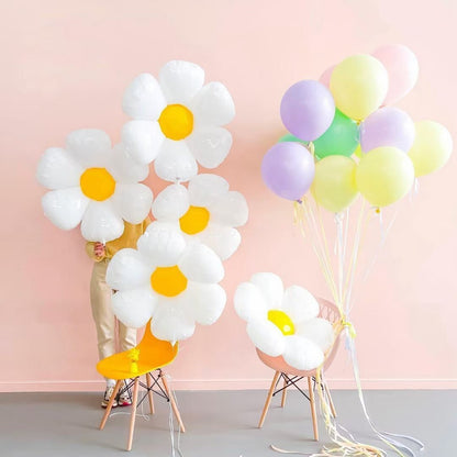 2 White Daisy Birthday Party Balloons Decoration