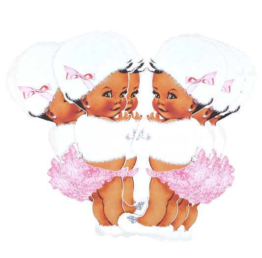 Cutouts Winter Princess with White Fur Cape Baby Girl Baby Shower Decoration One Sided Print