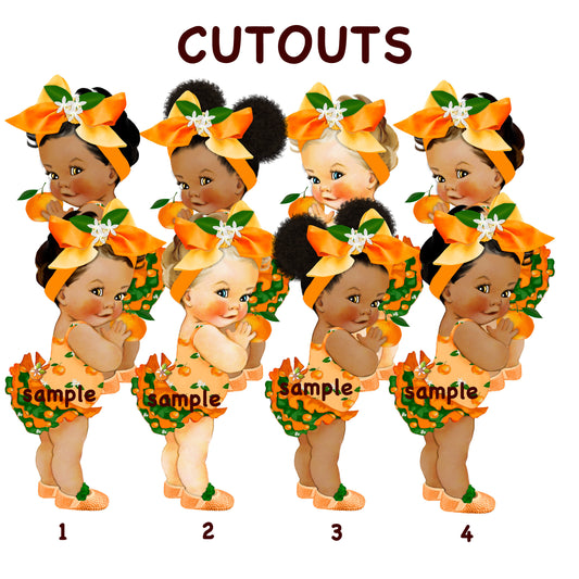 Orange Girl Centerpiece Cutouts Baby Shower Birthday Party Table Decoration