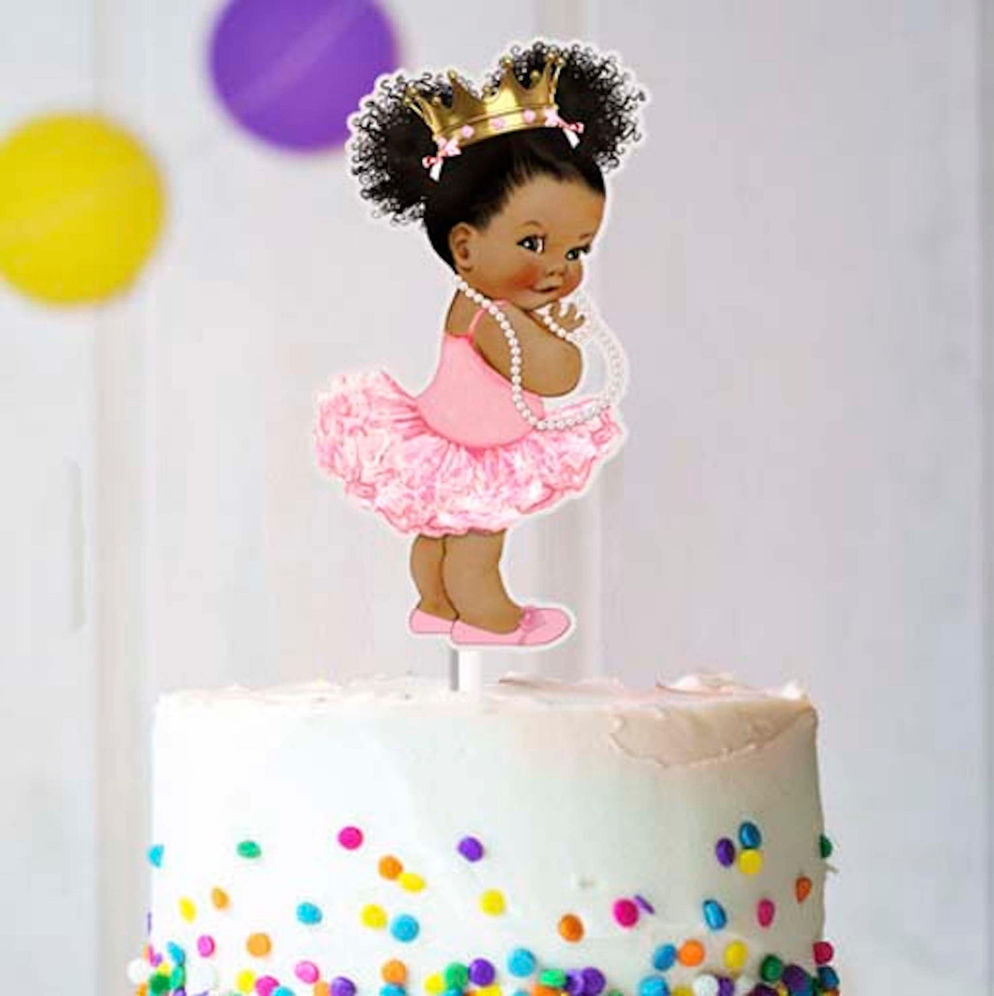 Princess Ballerina Centerpiece Pink Tutu African American Girl Baby Shower Birthday Table Decor