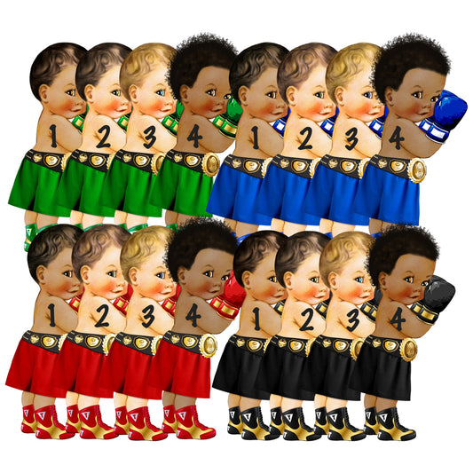 Boy Boxing Centerpiece Cutouts Sport Birthday Party Table Decoration Supply Red Blue Green Black