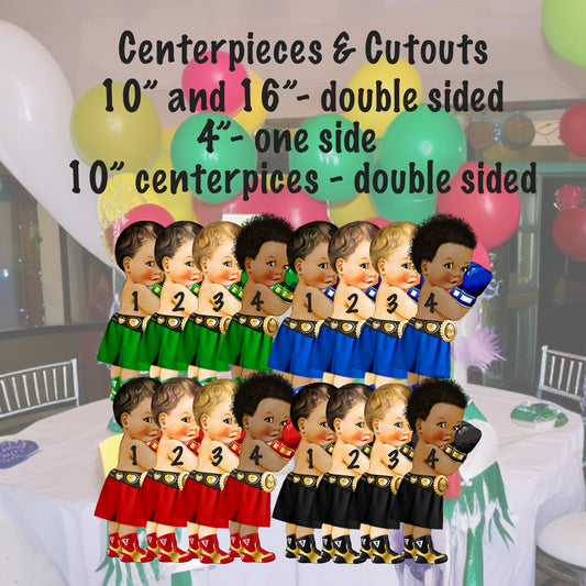 Boy Boxing Centerpiece Cutouts Sport Birthday Party Table Decoration Supply Red Blue Green Black
