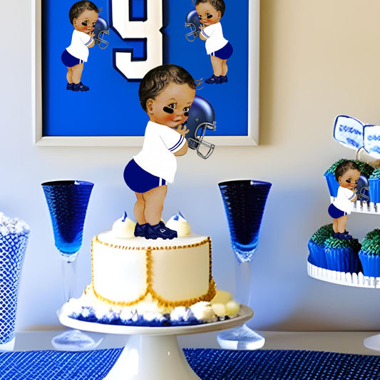 Football Centerpiece Baby Boy Shower Birthday Cutouts Table Wall Party Decoration Blue White