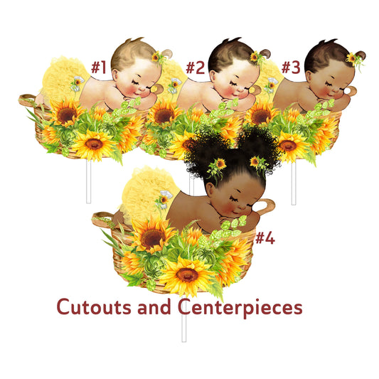 sunflower sleeping baby girl centerpieces