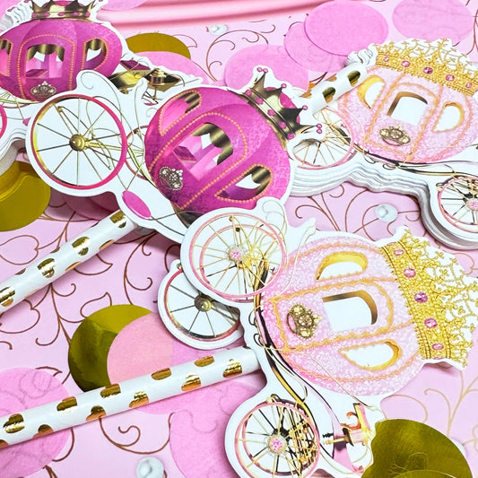 Cutouts Paper Straws Princess Carriage Cinderella Baby Shower Birthday Table Drinwear Decoration