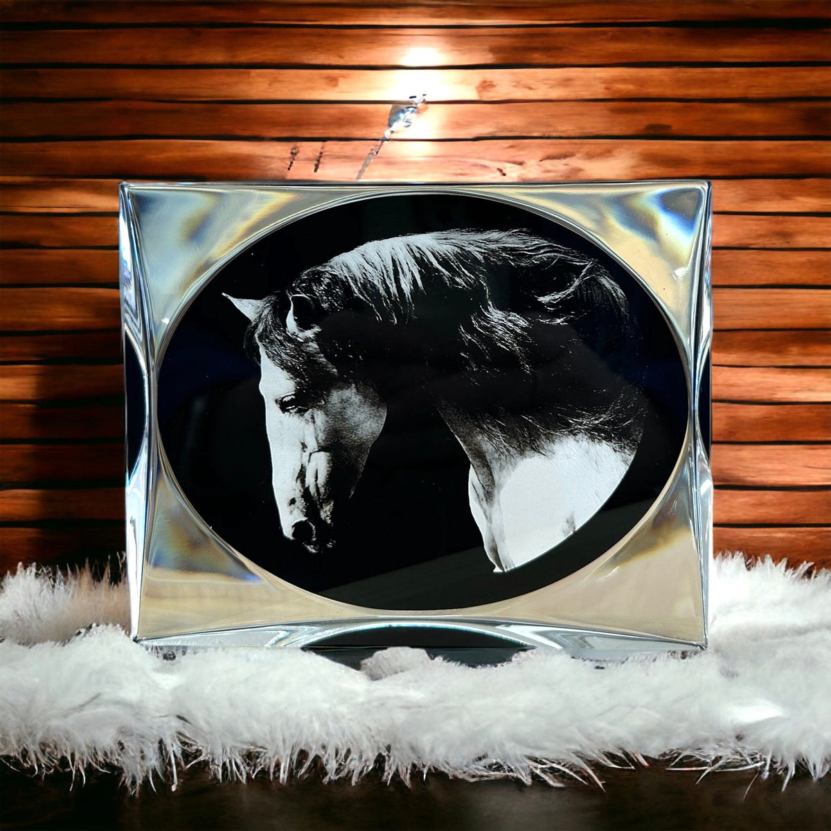 Laser Engraved Horse Portrait Plaque: Equestrian Home Decor (4x5in