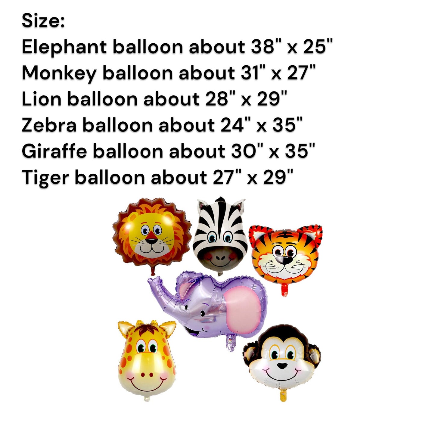 Giant Jungle Safari Balloons 6 pcs Baby Shower Birthday Party Balloon Decoration