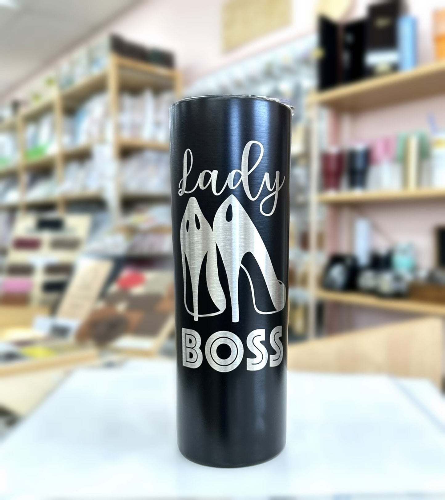 laser engraved lady boss tumbler