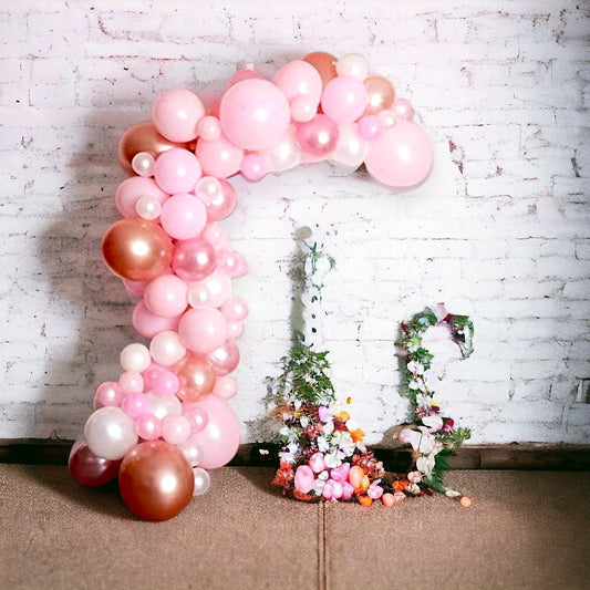 Pink Balloon Girl Baby in Bloom Shower Garland Kit First Birthday Balloons