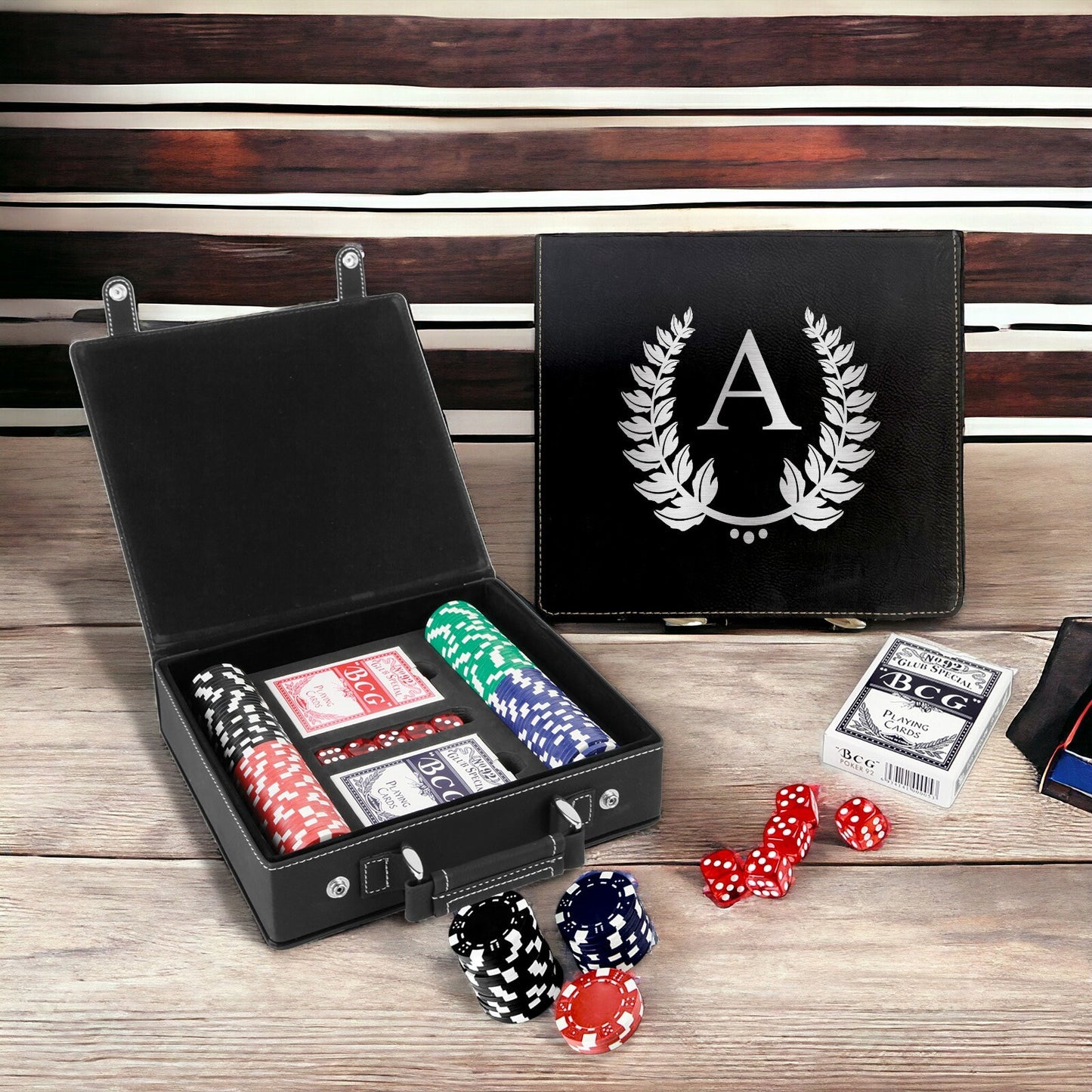 Engraved Custom Poker Set, Groomsmen Poker Set Gift, Gift for Man Husband Boyfriend, Monogram Name