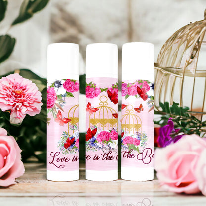 30 Magenta Butterfly Lip Balm Labels: Floral Party Favor Stickers