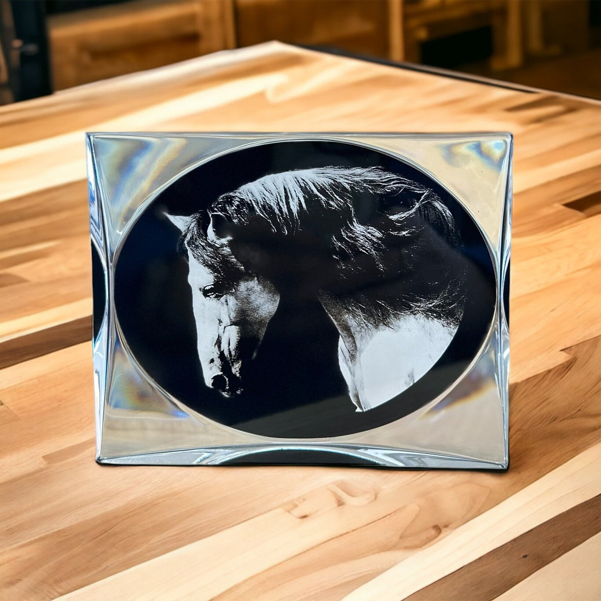 Laser Engraved Horse Portrait Plaque: Equestrian Home Decor (4x5in