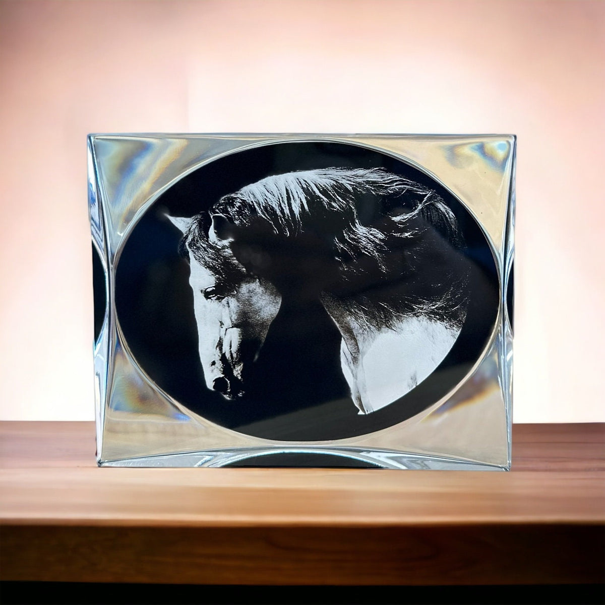 Laser Engraved Horse Portrait Plaque: Equestrian Home Decor (4x5in