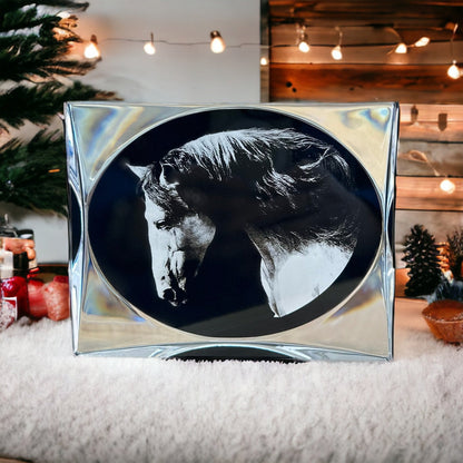 Laser Engraved Horse Portrait Plaque: Equestrian Home Decor (4x5in