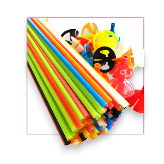 20 Colorful Balloon Sticks and Cups, Balloon Holder Sticks, Balloon Support Holder Outside Party Decoration