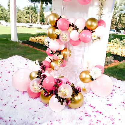 Pink Gold Confetti Balloons Arch Garland Kit Wedding Baby in Bloom Princess Baby Shower Birthday