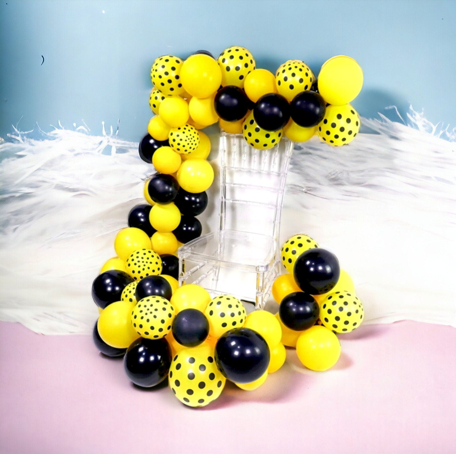 Bee Party Balloon Arch, Yellow Black Balloons Garland, Birthday Kit for Honey Bee Baby Shower Theme