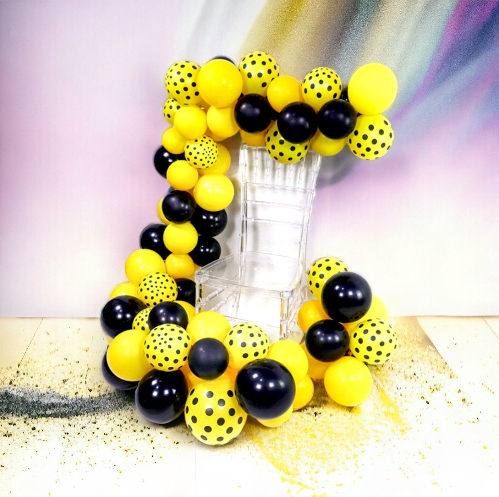 Bee Party Balloon Arch, Yellow Black Balloons Garland, Birthday Kit for Honey Bee Baby Shower Theme