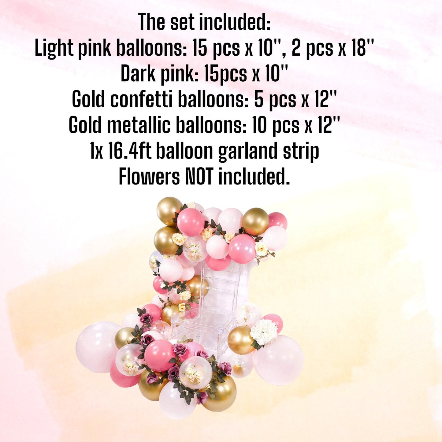 Pink Gold Confetti Balloons Arch Garland Kit Wedding Baby in Bloom Princess Baby Shower Birthday