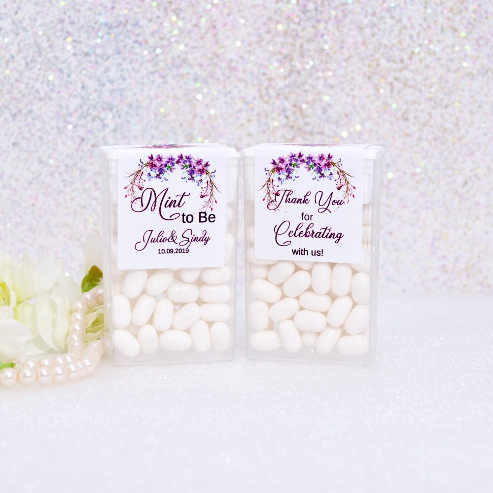 Purple Tic Tac Labels, Wedding Bridal shower Party Favors, Mint to Be Custom Personalized Tic Tac Stickers