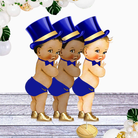Little Man Cake Topper Centerpiece Cutouts, 1st Birthday Gentleman Table Party Decoration, Cake Diaper Baby Shower Topper