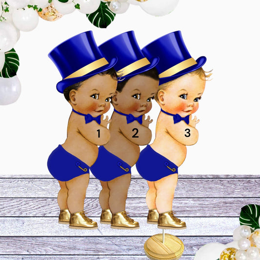 Little Man Cake Topper Centerpiece Cutouts, 1st Birthday Gentleman Table Party Decoration, Cake Diaper Baby Shower Topper