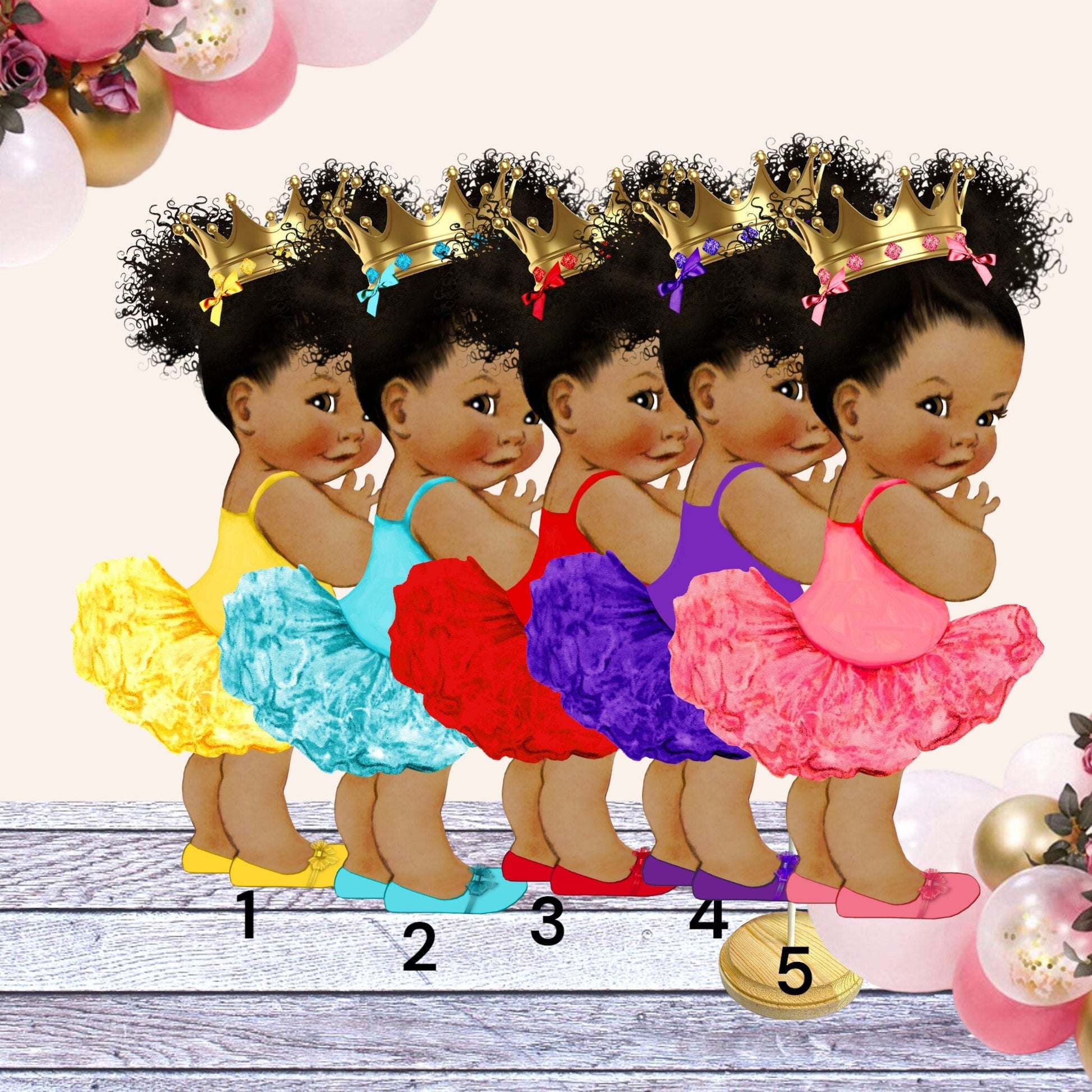 Princess Ballerina Tutu Girl Centerpieces Cutouts for baby shower birthday table cake topper decoration,