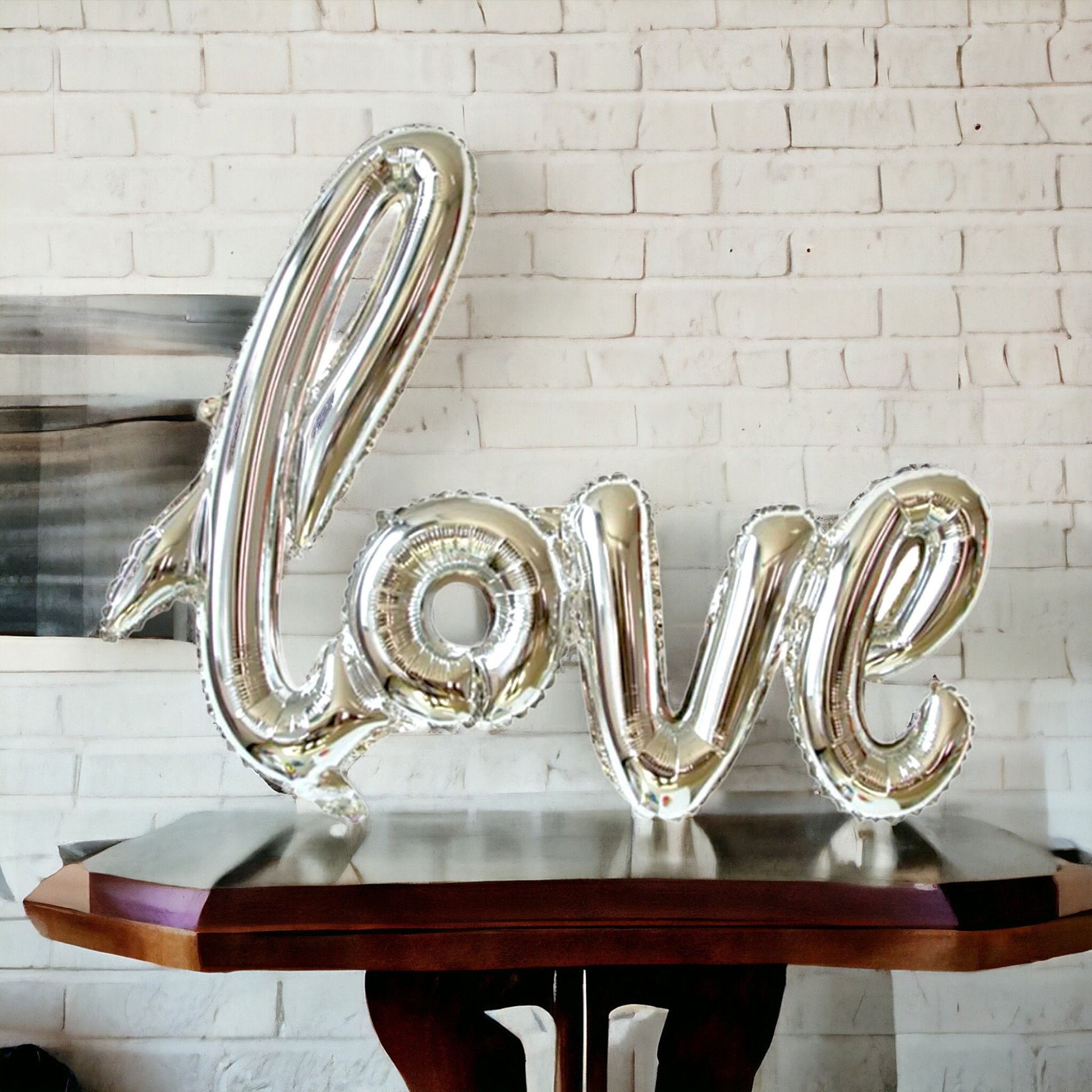 Giant Letters Balloons, Silver Love Valentines Balloons, 41" Script Balloon Wedding Bridal Shower Photo Prop