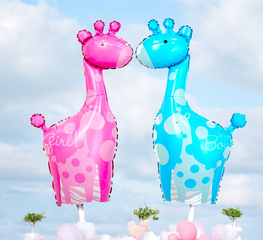 Safari Pink Blue Girafe It's a Girl Baby Shower Balloon, Giant Jungle 1st Birthday Baby Shower Party Decor