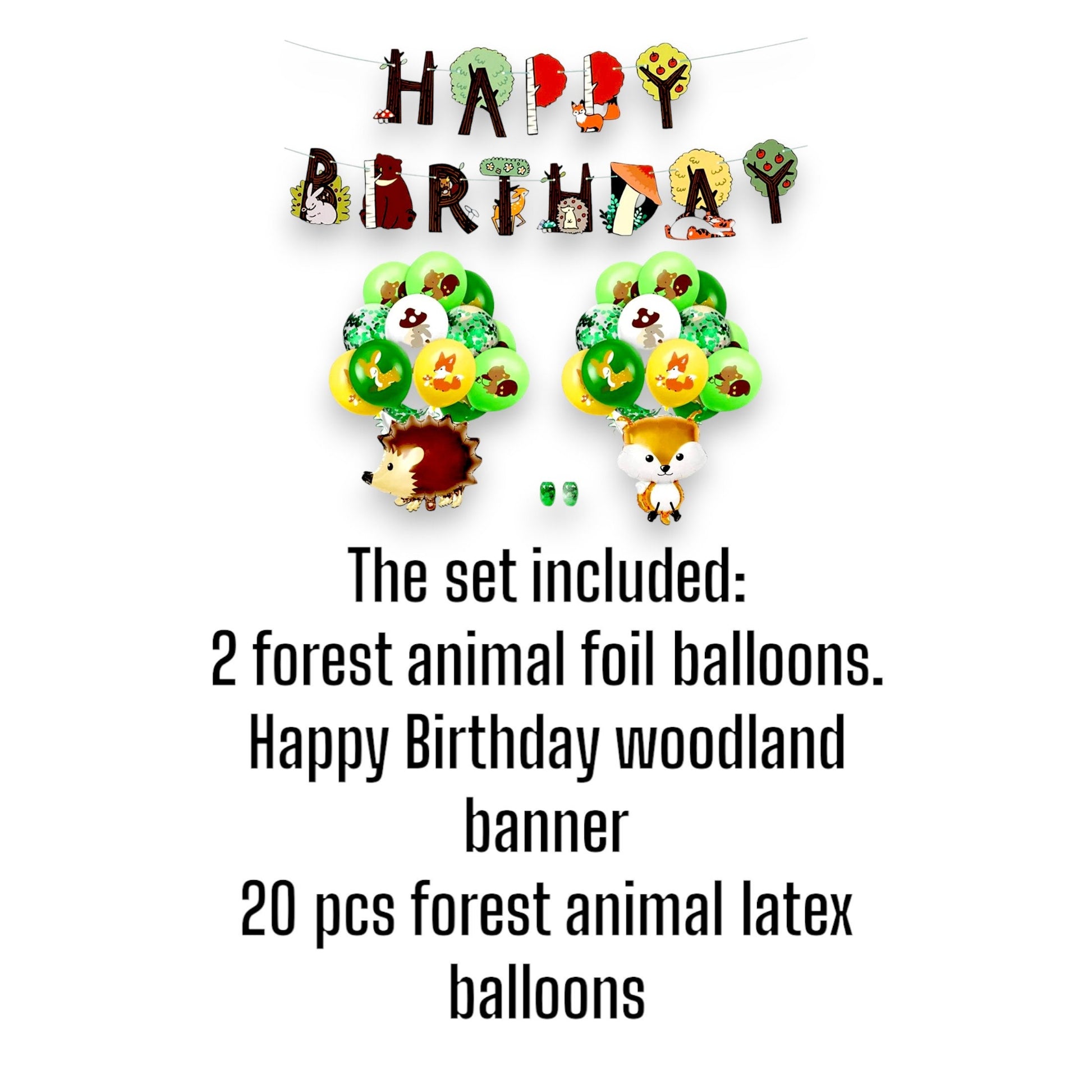 Woodland Birthday Banner Balloons Animals Decorations, Wild One Birthday, Forest Party Decoration