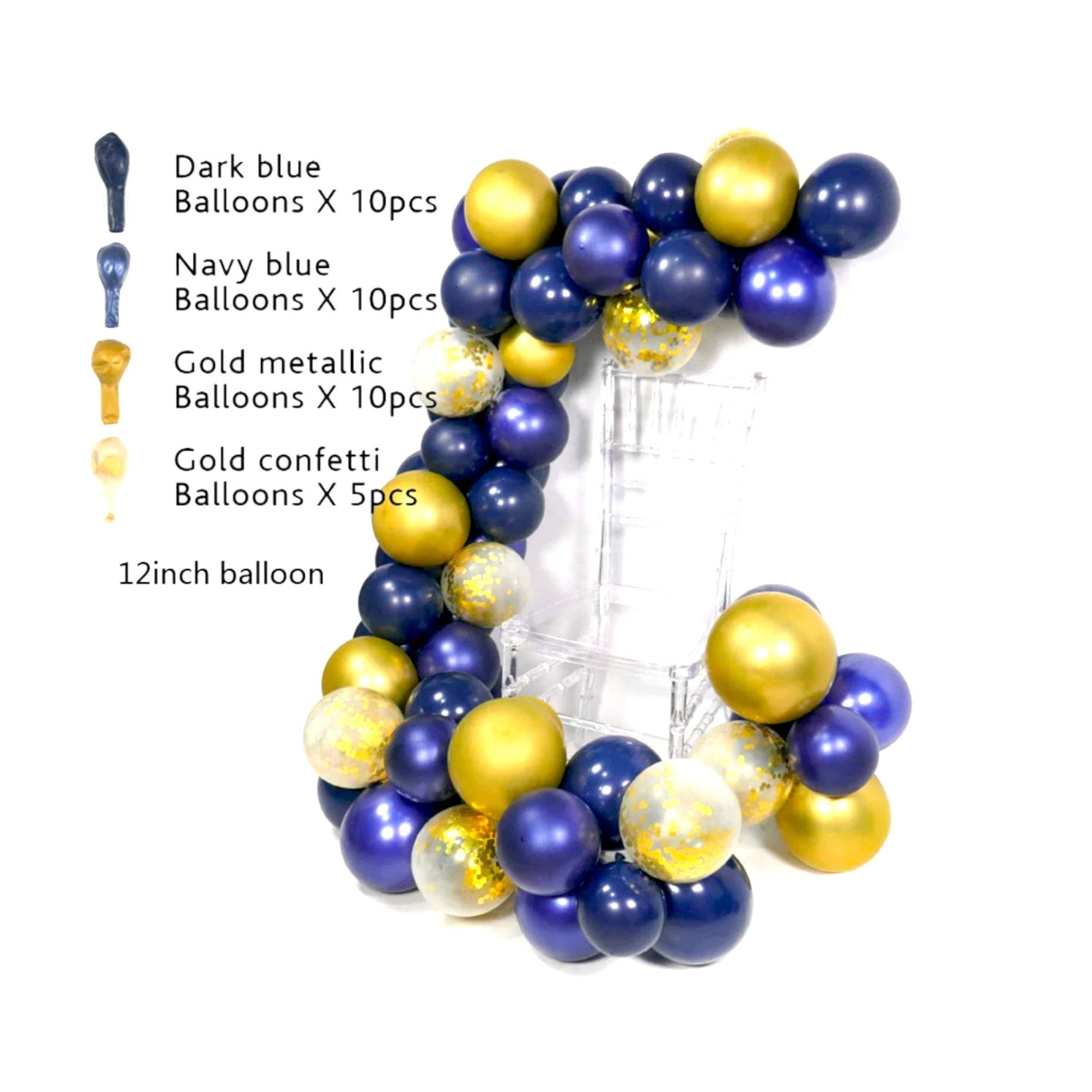 Balloon Arch Deep Blue Gold Confetti Garland Kit Birthday Baby Shower Party Decoration