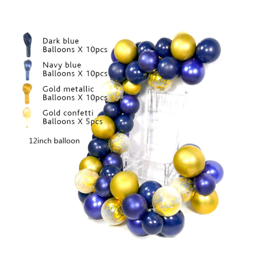 Balloon Arch Deep Blue Gold Confetti Garland Kit Birthday Baby Shower Party Decoration